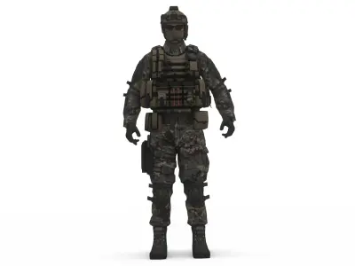 Elite Military Soldier 3D Model Realistic Rigged Character  Low-poly 3D model