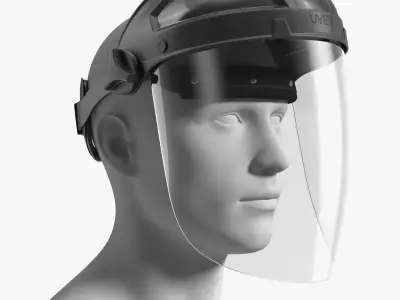 Uvex Turboshield Face Shield Transparent Visor 3D model