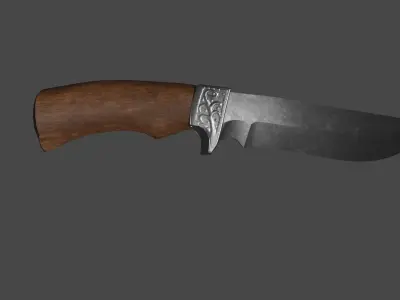 Hunting knife Low-poly 3D model 8
