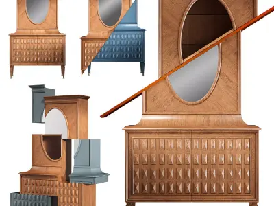 D-vision dresser and mirror 3D model