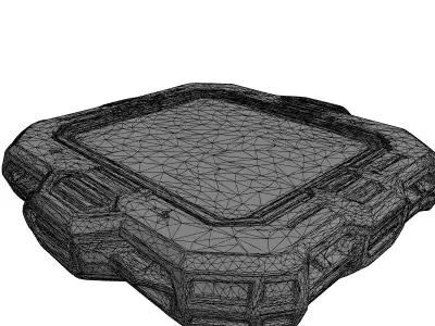 Rugged SciFi Tablet with Cracked Screen Low-poly 3D model