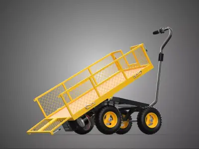 ELECTRIC TILTING LIFT MESH BED DUMP GARDEN WAGON CARGO CAGE CART 3D model