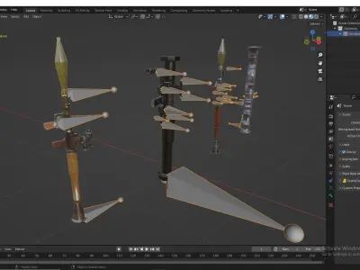 guns rigged rocket launcher pack 3D model