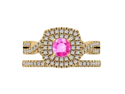 Solitair Ring Bridal Set 3D print model 47