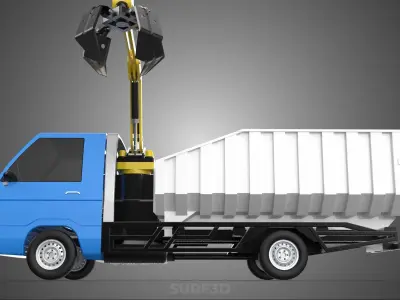 MINI TRUCK HYDRAULIC CRANE GRAPPLE ARM SKIP BIN WASTE RECYCLING 3D model
