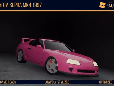 Stylized Toyota Supra MK4 - Game Ready Low-poly 3D model