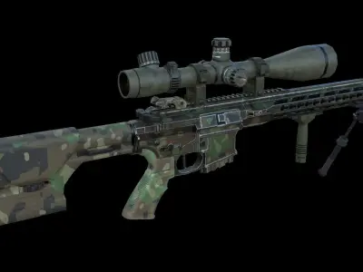 Modular Combat Rifle-Designated Marksman Variant Low-poly 3D model