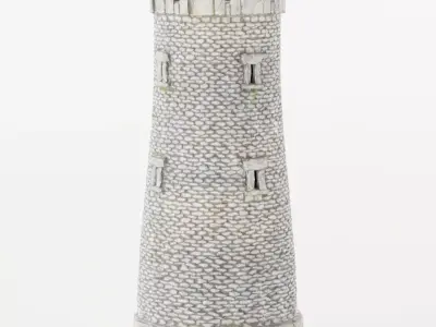 Castle Turret - Stone Embattlement Tower - Fortress Model Low-poly 3D model