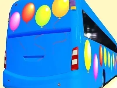Blue Balloon Bus 6 3D model