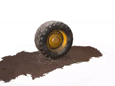  muddy tire Low-poly 3D model