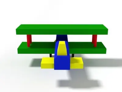 Low Poly Cartoon Biplane Toy Low-poly 3D model