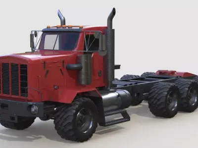 Severe Duty Oilfield Tridem Winch Truck Low-poly 3D model