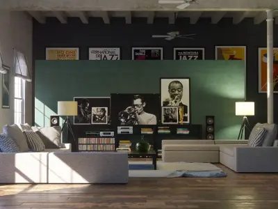 Jazzy Loft Octane Render 3D model