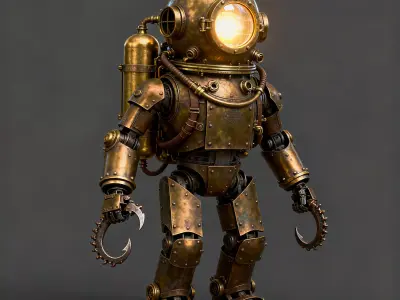 Abyssal Anchor Steampunk Diver Bot 3D Model Low-poly 3D model