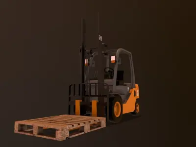 Forklift truck with pallets 3D model