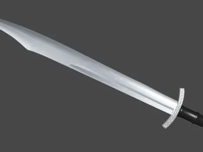 Falchion sword with Caroling handle Low-poly 3D model