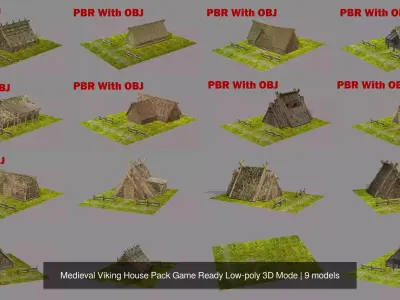 Medieval Viking House Pack Game Ready Low-poly 3D Mode