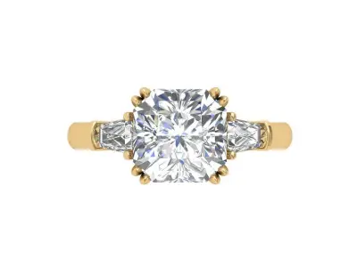 3 Stone Art Deco Ring 3D print model order
