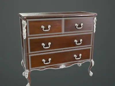 French Drawers Cabinet Low-poly 3D model