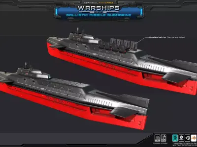 WARSHIPS - Ballistic Missile Submarine  Low-poly 3D model