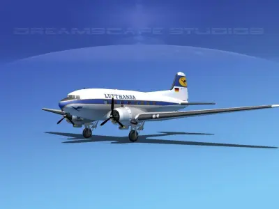 Douglas DC-3 Lufthansa 3D model