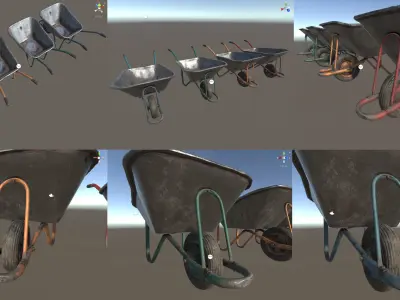 Construction wheelbarrow Low-poly 3D model