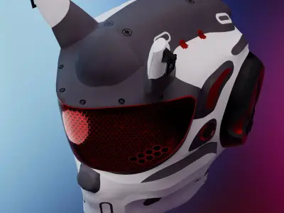 SCI-FI Helmet Low-poly 3D model 8