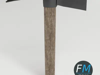 Mattock axe with handle 3D model