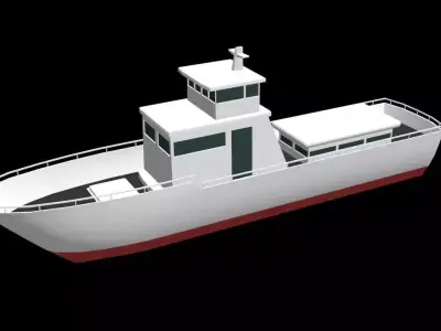 Low poly boat fishing Free low-poly 3D model