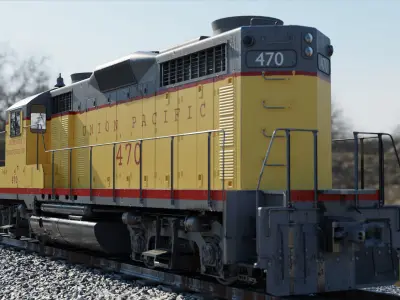 Diesel Train Locomotive EMD GP20 Textured 3D model