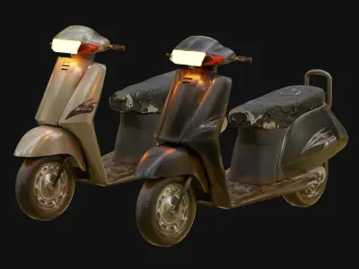 Moped Scooter Activa 3D Model   Low-poly 3D model