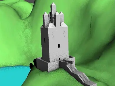 castle tower low poly Low-poly 3D model