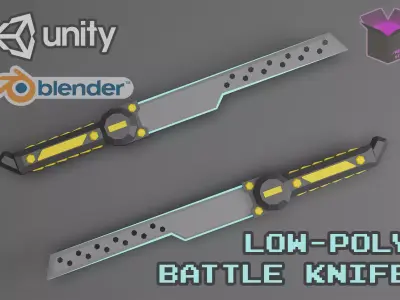 Stylized Battle Knife Free low-poly 3D model
