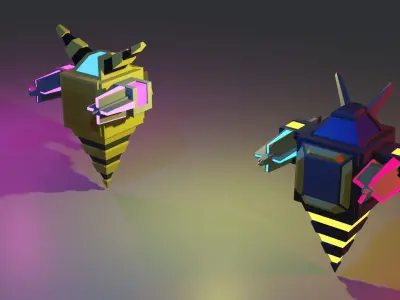 Flying bee drone for war Free low-poly 3D model