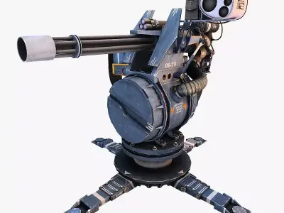 Turret Gun Optimized Low-poly 3D model