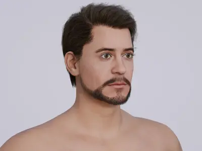 Robert Downey Jr - Celebrity Actress - Classic Side Part Hair Low-poly 3D model