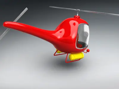 Vintage Red Helicopter 3D Model  3D model
