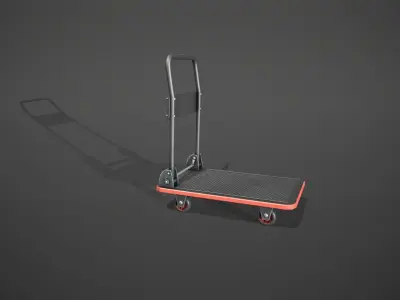 Folding Platform Truck - Trolley - Red Accents Low-poly 3D model