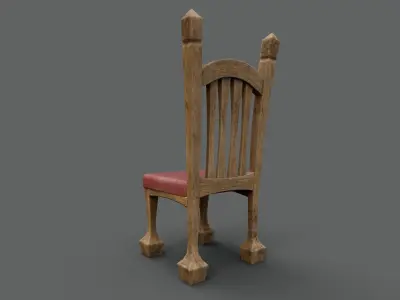 Cartoon Chair Wooden Vintage Low-poly 3D model