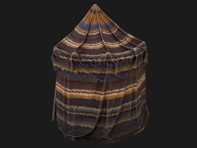Cylindrical Nomad Tent Market Stall  Low-poly 3D model