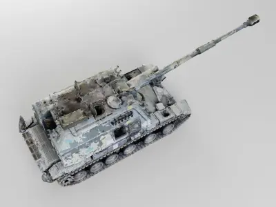 Destroyed 2S19 Msta 152 mm self-propelled howitzer M1990  3D model