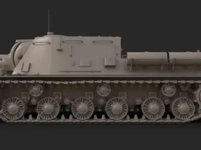 Tank ISU 122  Clay Mental Ray 3D model