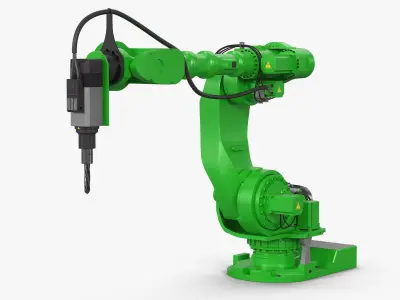 Robotic Arm for Precision Drilling Green Rigged for Cinema 4D 3D model