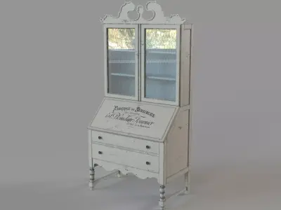 Vintage White Armoire 3D model