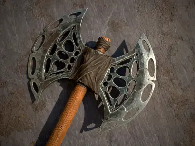 Gameready Stylized Viking Axe Low-poly 3D model