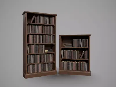 Wooden Bookcases Low-poly 3D model
