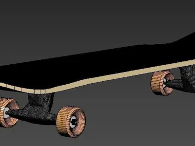 Skateboard with wheels 3D model purchase