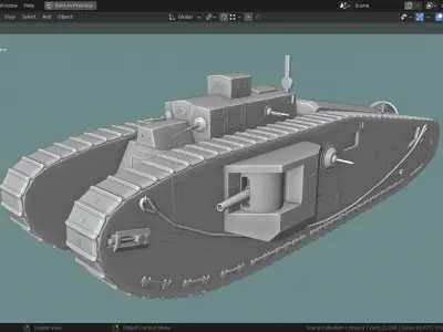 Mark VIII International TANK BASE MESH  Low-poly 3D model