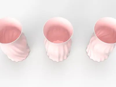 Realistic 3D pink coloured Vase set 3D print model