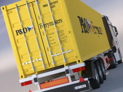 Mercedes Actros MP4 Gigaspace Truck with 40ft Container 3D model